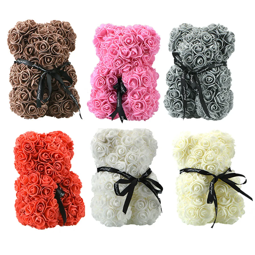 Лидер продаж подарок на день Святого Валентина 25 см красные цветы мишка тедди