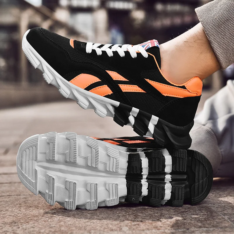 

Plus Size Couple Casual Sneakers Fashionable Colorful Blade Fitness Sneakers Lightweight Breathable Mesh Running Shoes Size35-48