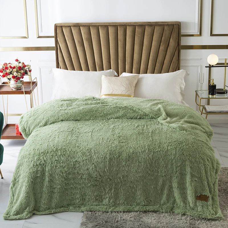 

Thicken Cashmere Throw Blanket Mink Hair Long Bed Covers AB Side Home Bedding Solid Warm Bedclothes 200*230cm Sleeping Quilt 1pc