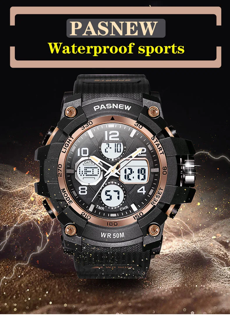 Часы Мужские Аналоговые Кварцевые светодиодные с большим циферблатом