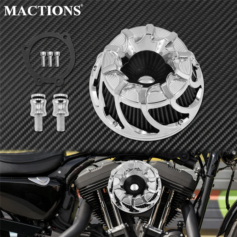 Limpiador de entrada de filtro de aire CNC para motocicleta, elemento gris para Harley Touring Softail Dyna Sportster XL 883 1200 48 Street Glide