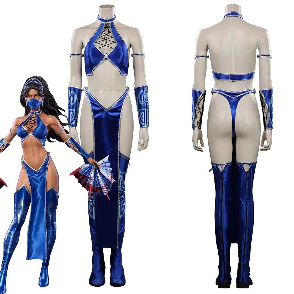 Mortal Cosplay Kombat Costume Kitana Outfits Halloween Carnival Suit For Adult Women Girls