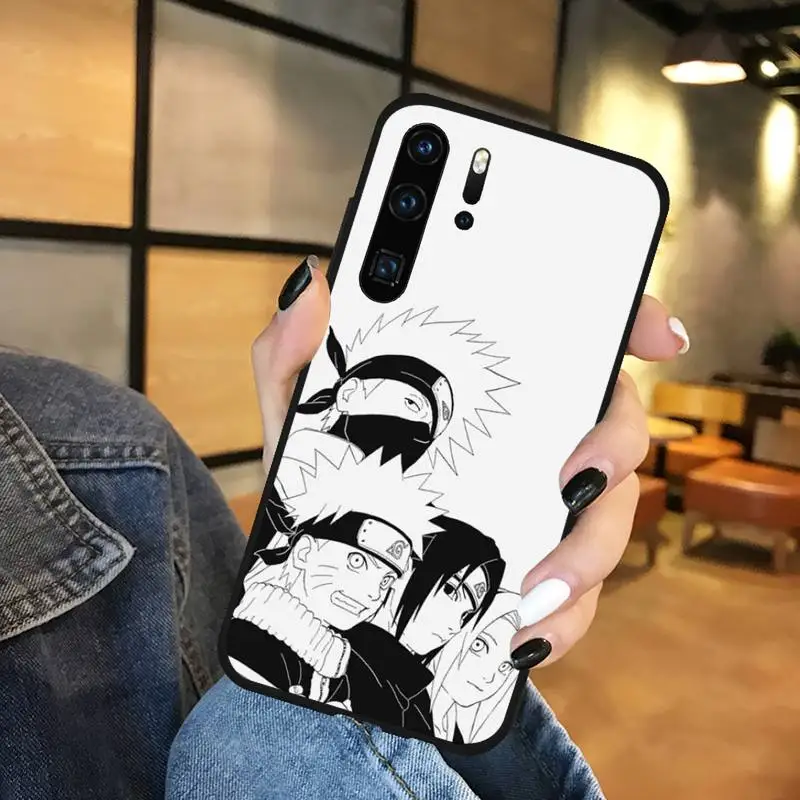 

Black White Naruto Sasuke Kakashi Phone Case Funda For Huawei P9 P10 P20 P30 Lite 2016 2017 2019 plus pro P smart