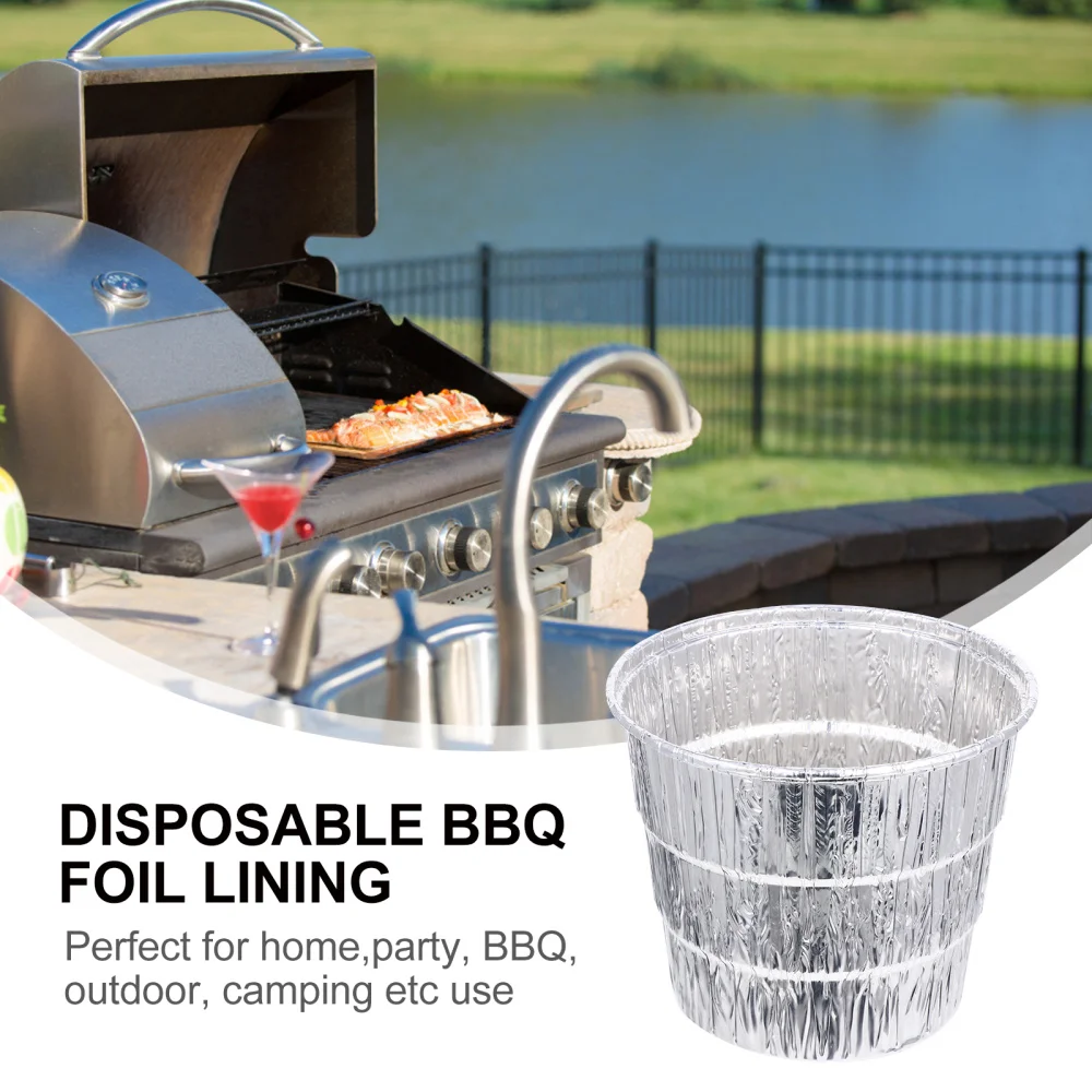 

12pcs Disposable BBQ Galvanized Iron Bucket Tin Foil Lining Oil Bucket Lining
