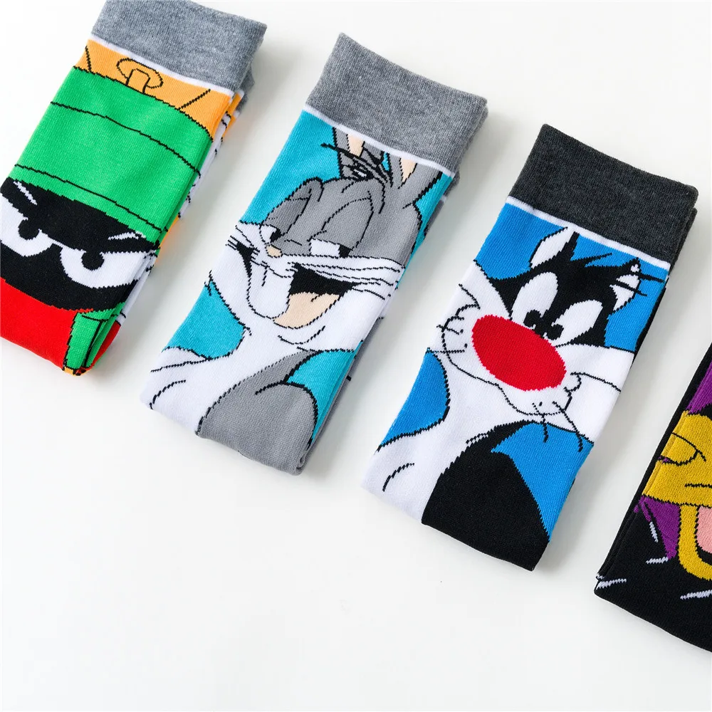 Calcetines deportivos de tubo medio con dibujos de conejos para adultos, calcet&iacute;n con personalidad europea y americana, para chicos mayores de 12 a&ntilde;os, 2021-4