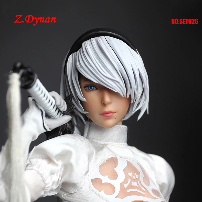 Масштаб 1/6 NieR:Automata 2B YoRHa женская голова Лепка с повязкой на глаза для 12 дюймовых