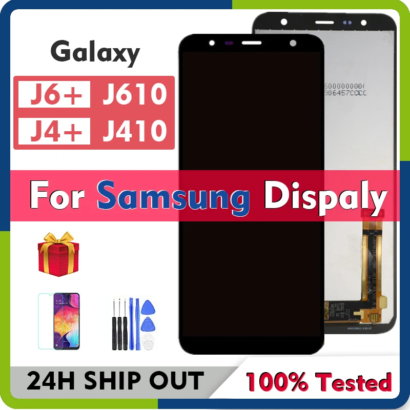 Pantalla LCD Original para Samsung Galaxy J6 Plus J6 + J4 Plus J4 + SM J610G j410G, montaje de digitalizador con pantalla t&aacute;ctil, J610-0
