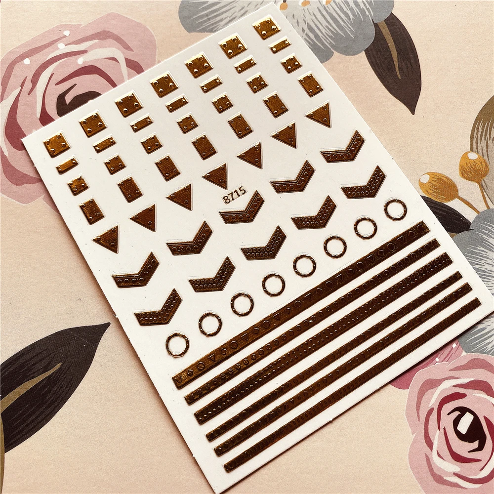 363-434 золотая линия неправильной формы с ободом 3D наклейка на тыльную сторону для