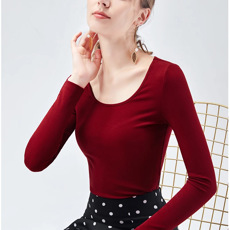 Основной раздел с большим круглым вырезом джемпер женский Осень длинный отрезок