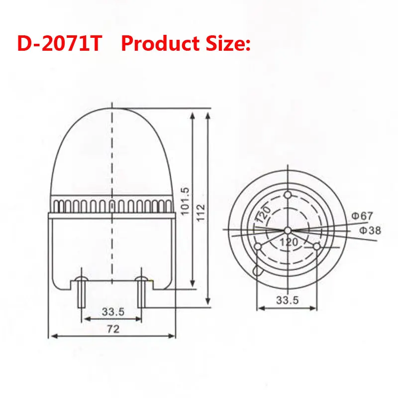 Светодиодная лампа сигнального света D -2071T красная желтая зеленая синяя на постоянный ток 12В/24В и переменный ток 220В для промышленного использования без зуммера.