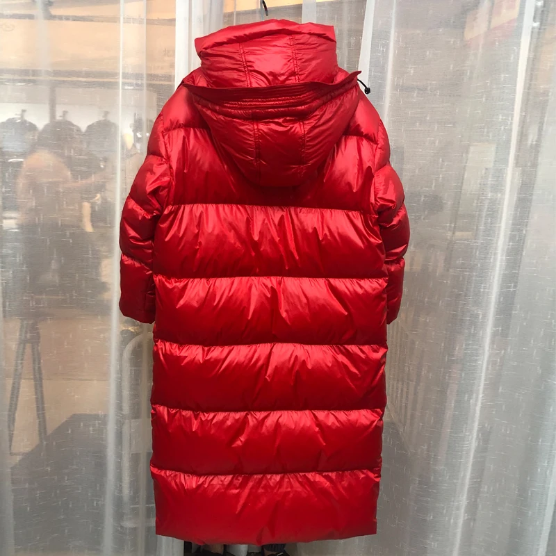 Женское пуховое пальто на 90% белом утином пуху Свободное длинное парка большого