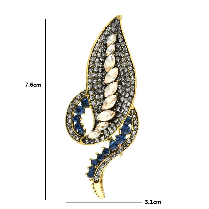 Wuli &amp baby полная стразы броши в форме листа для женщин сплав цветы свадьба