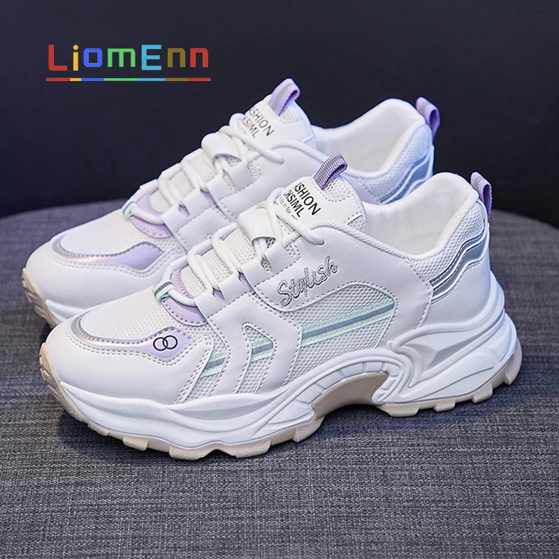

Women's Chunky Sneakers Women Shoes 2021 Fashion Korean White Casual Running Sport Shoe Platform Vulcanized Tennis Basket Femme