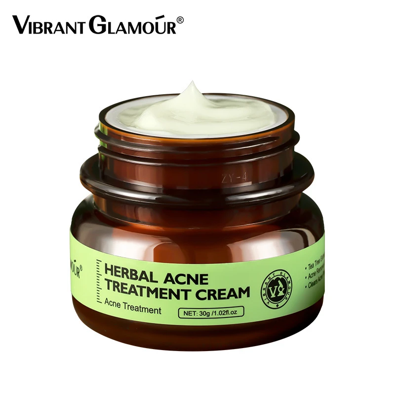 

VIBRANT GLAMOUR Herbal Acne Treatment Cream Oil Control Brighten Nourish Whitening Shrink Pores Remove Scars Marks Skin Care30g