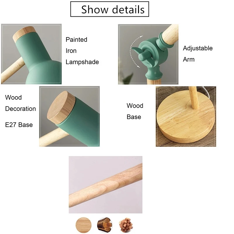 

Nordic Wooden Art Iron Folding Simple LED Desk Lamp Eye Protection Reading Study Living Room Bedroom Home Decor Table Lamp