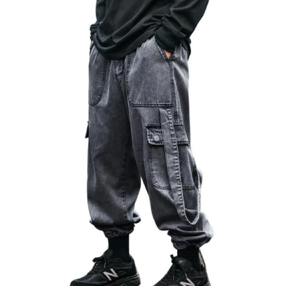 

Popular logo Cargo Pants Men Spring Fall Loose Turnip Pants Simple atmosphere High Street Heavy Industries jean casual pants