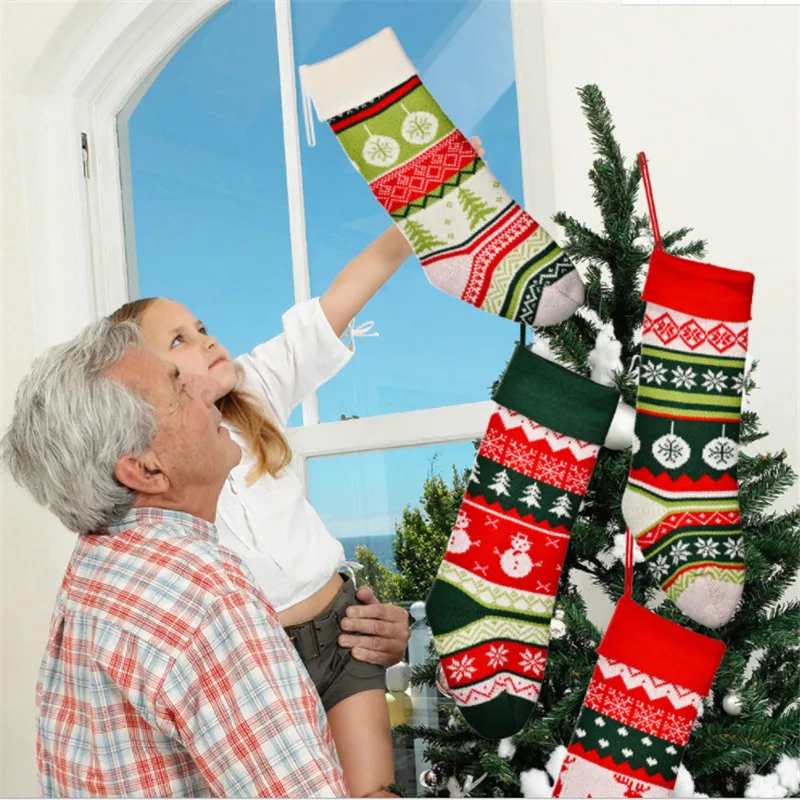 

Рождественские вязаные рождественские украшения, рождественский подарок, носки, подвеска на рождественскую елку, рождественские украшени...