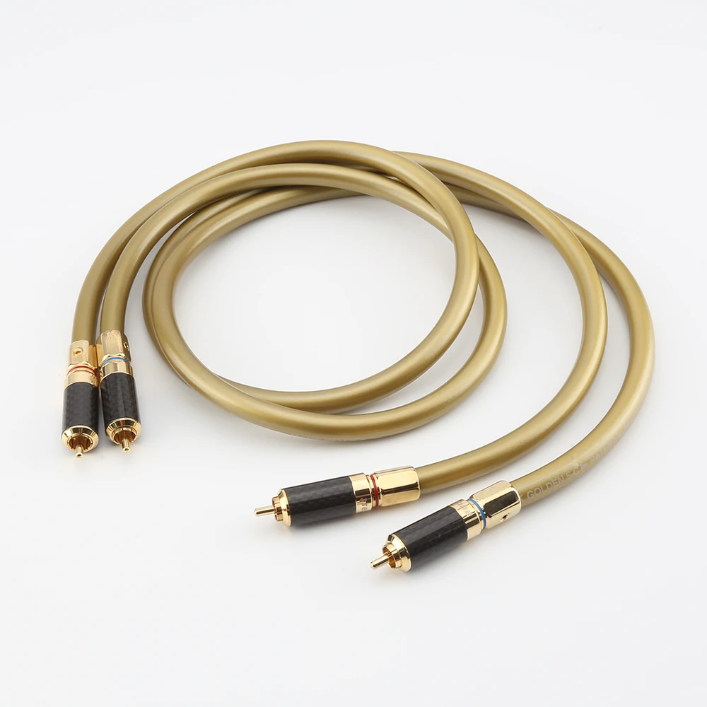 

Кабель HI-Fi RCA для пар, кабель с разъемом RCA из углеродного волокна Hexlink Golden 5-C