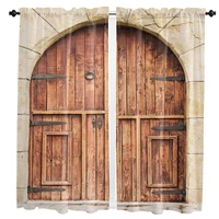 wooden door stone wall shabby retro curtains in the kids bedroom living room hall window treatments kitchen decoration drapes