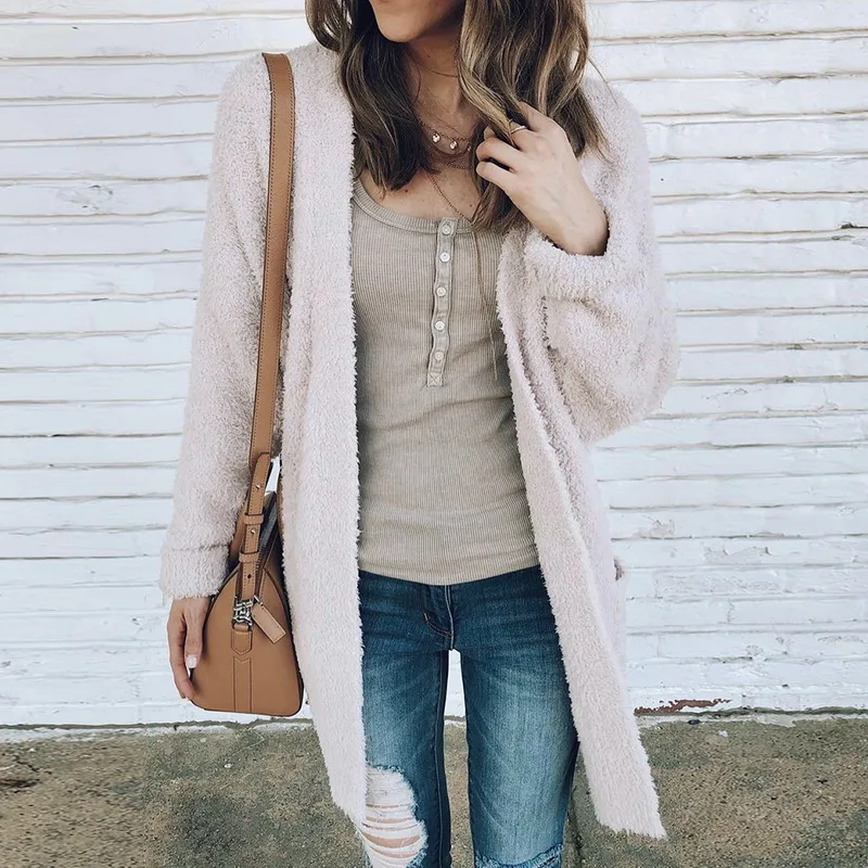 Aisputent 2019 зимнее Свободное пальто женская верхняя одежда длинный кардиган