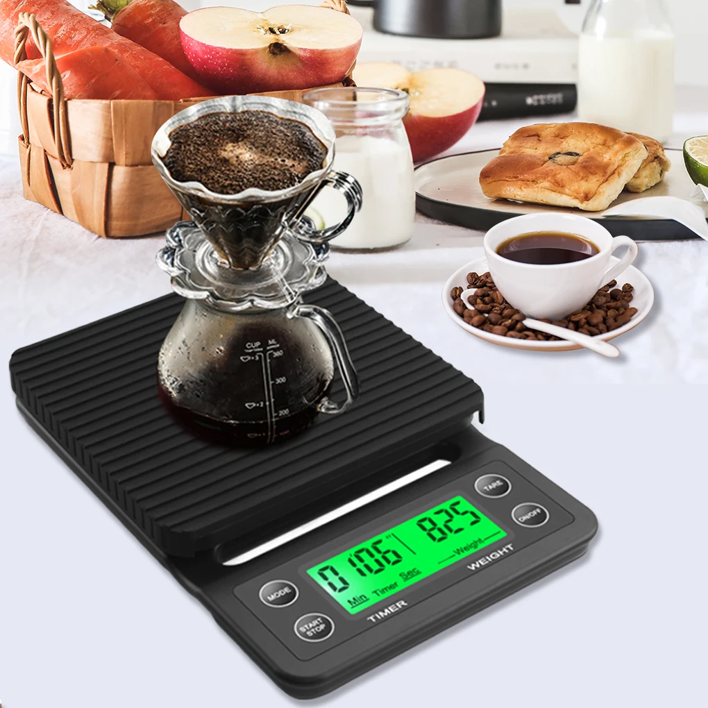

Coffee Scales Kitchen LCD Backlight 5kg/0.1g Weight g/oz/lb/ml Adjustable Electronic Button Control Home Food Measurement