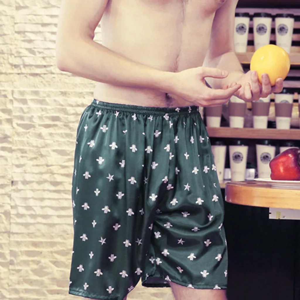 Мужские атласные шорты пижамы домашняя одежда нижнее белье летняя Домашняя