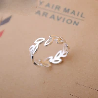 bohemian retro silver plated hollow out leaf rings for women adjustable size finger rings for women valentines day gift jewelry