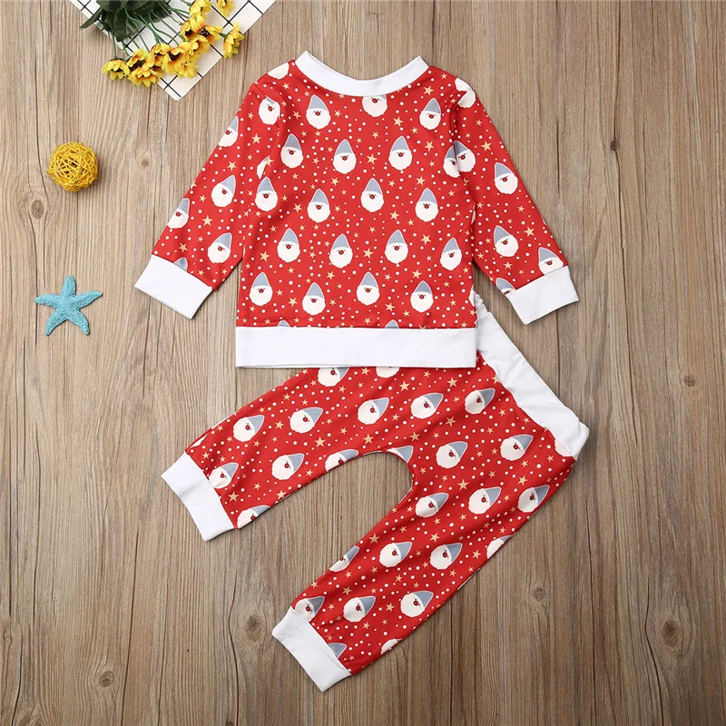 Одежда для маленьких девочек Рождественский теплый хлопковый топ с длинными