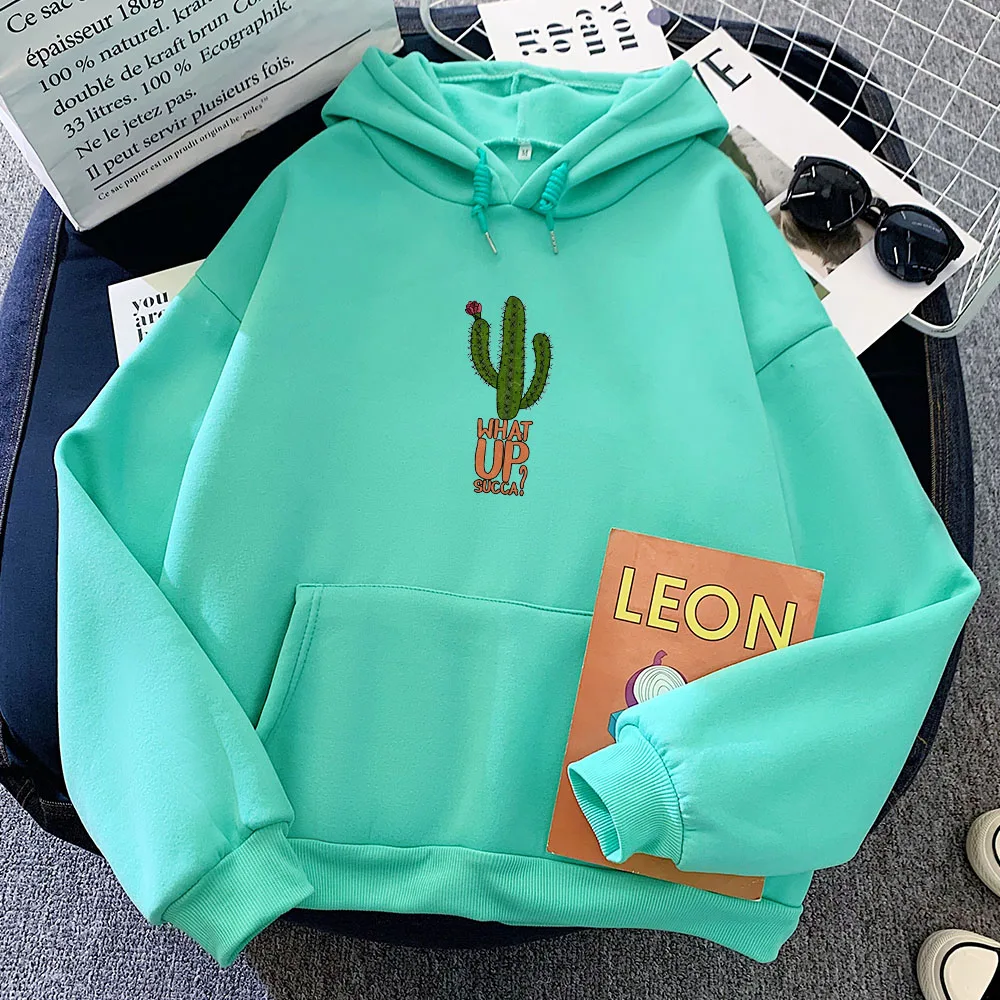 Cactus Sweatshirt Cottagecore Aesthetics Plus Size Harajuku Hoodie Oversize Sweetshirt for Girls Soft Winter Hoodie with Pocket