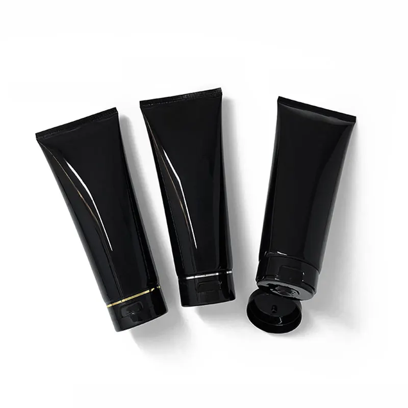200ml Black Glossy Cosmetic Soft Tube Travel Makeup Squeeze Sub-bottling Refillable Packaging Containers Lotion Hose 30pcs/lot