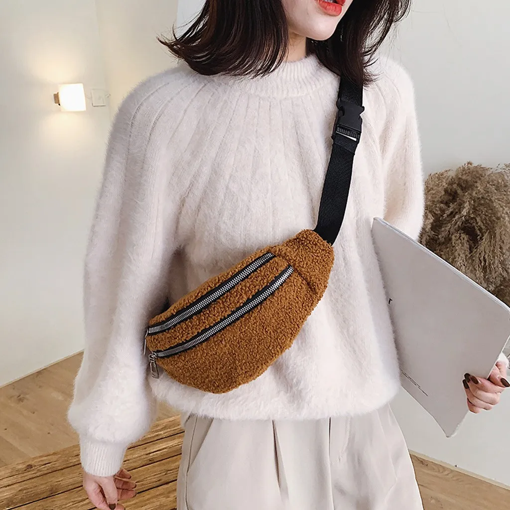 Женская поясная сумка с карманами плюшевая Повседневная модные женские ремни