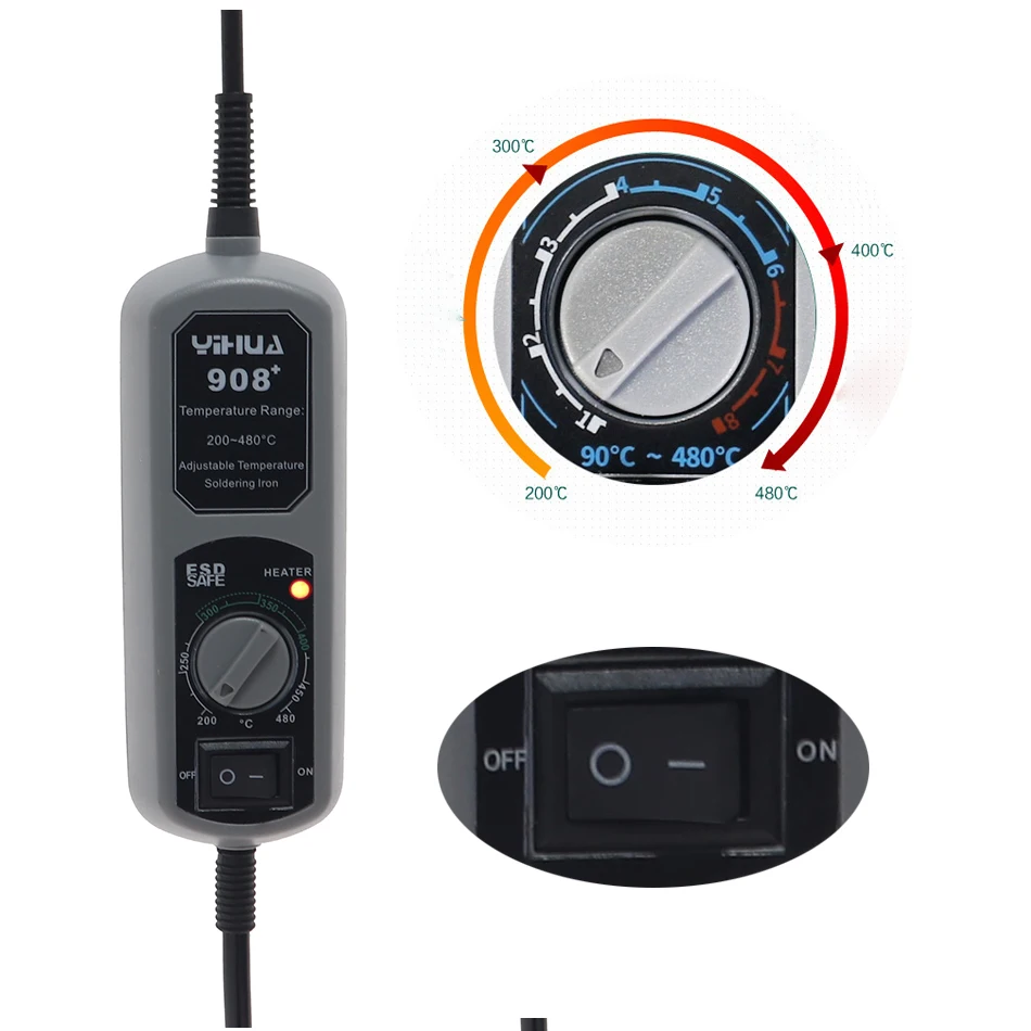

YIHUA 908+ Portable Electricity Soldering Iron Soldering Station Adjustable Welding Machines Precision Components Welding Repair