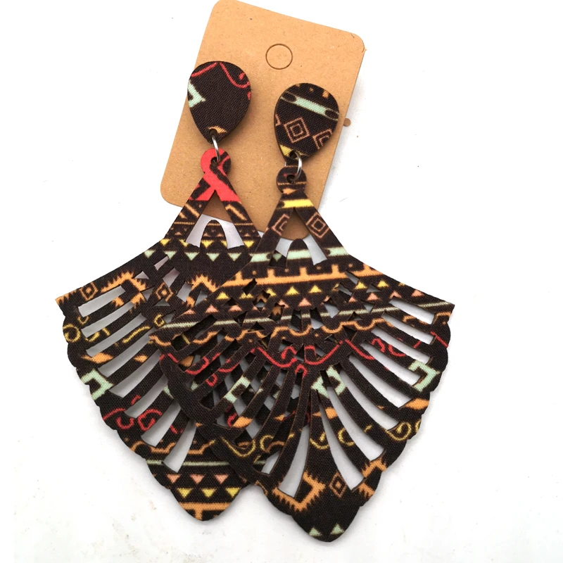 Бесплатная доставка! ткань с лазерной обработкой серьги из дерева|Серьги-кольца|