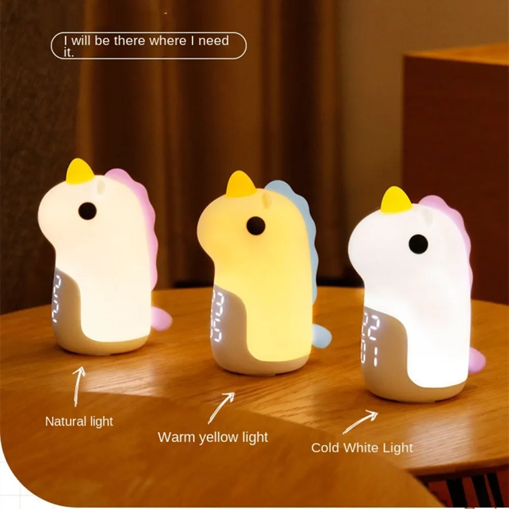

Unicorn Child Night Light Baby Smart Alarm Clock Lamp LED Patpat Bedroom Bedside Lamp Abajur Para Quarto Children Gift MGTA28