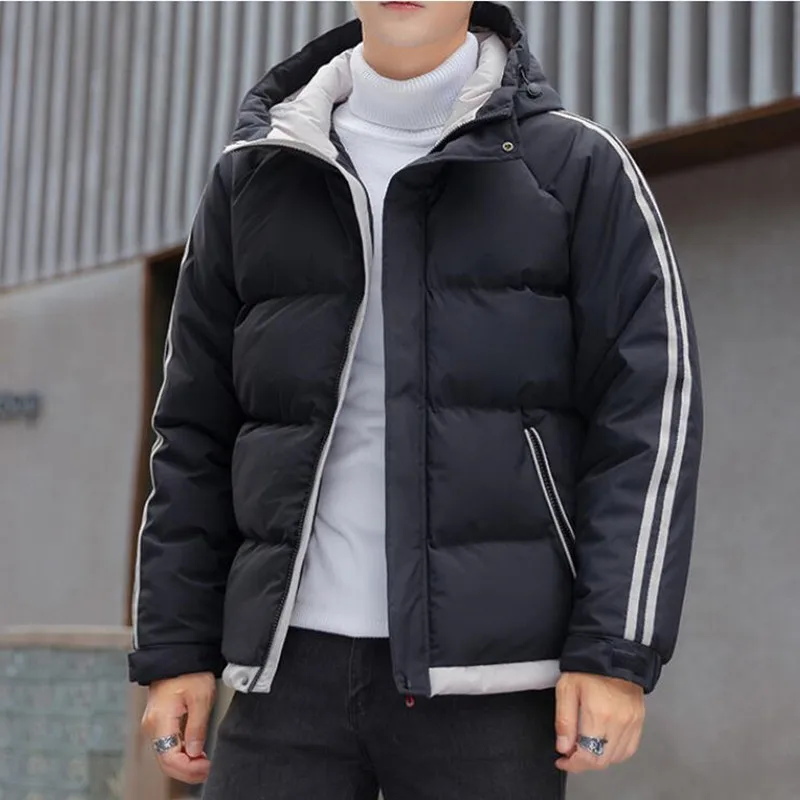 Korean Fashion Hooded Puffer Jacket Men Fashion Clothing Cotton Padded Casual Jackets For Men Autumn Winter Coats With Hood 4XL