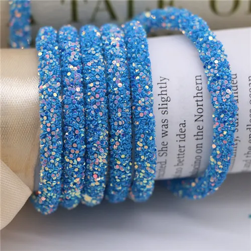 Sky blue Блестящая блестящая веревка 6 мм, мягкая веревочка для одежды, обуви, аксессуаров, рукоделия, ювелирные изделия, вечерние браслеты, материал для изготовления браслетов - Цвет: Sky blue