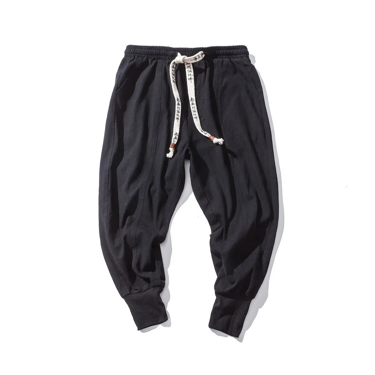 

MrGB Men's Cotton Linen Solid Color Pants 2020 Autumn Winter New Casual Oversize Trousers Chinese Style Fashion Man Pants