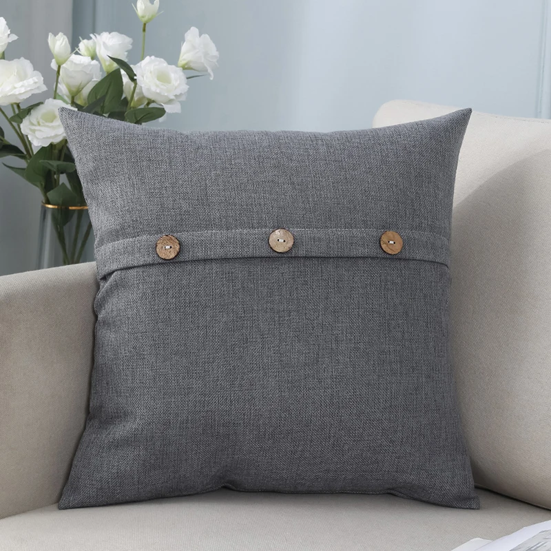 Льняные наволочки в винтажном стиле для дивана с тремя кнопками декоративная