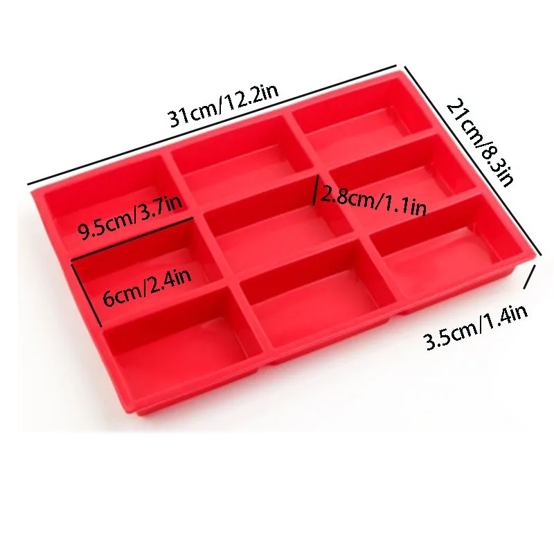 

9 Cavity Square Muffin Brownie Cake Silicone Baking Molds Handmade Soap Mold DIY Ice Tray Jelly Cake Candy Chocolate Moulds M050
