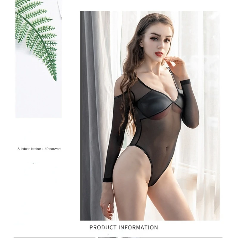 

Sexy Clothes Strappy Backless Bodysuit Transparent Underwear Pvc Lingerie Leotard See Through Hollow Out Sexy Bare Chest Sexi