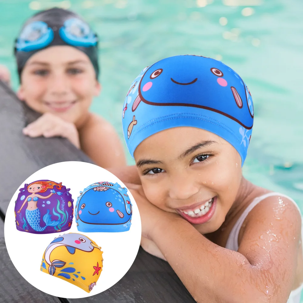

3pcs Lovely Cartoon Printing Swimming Caps Children Swim Caps Shower Caps