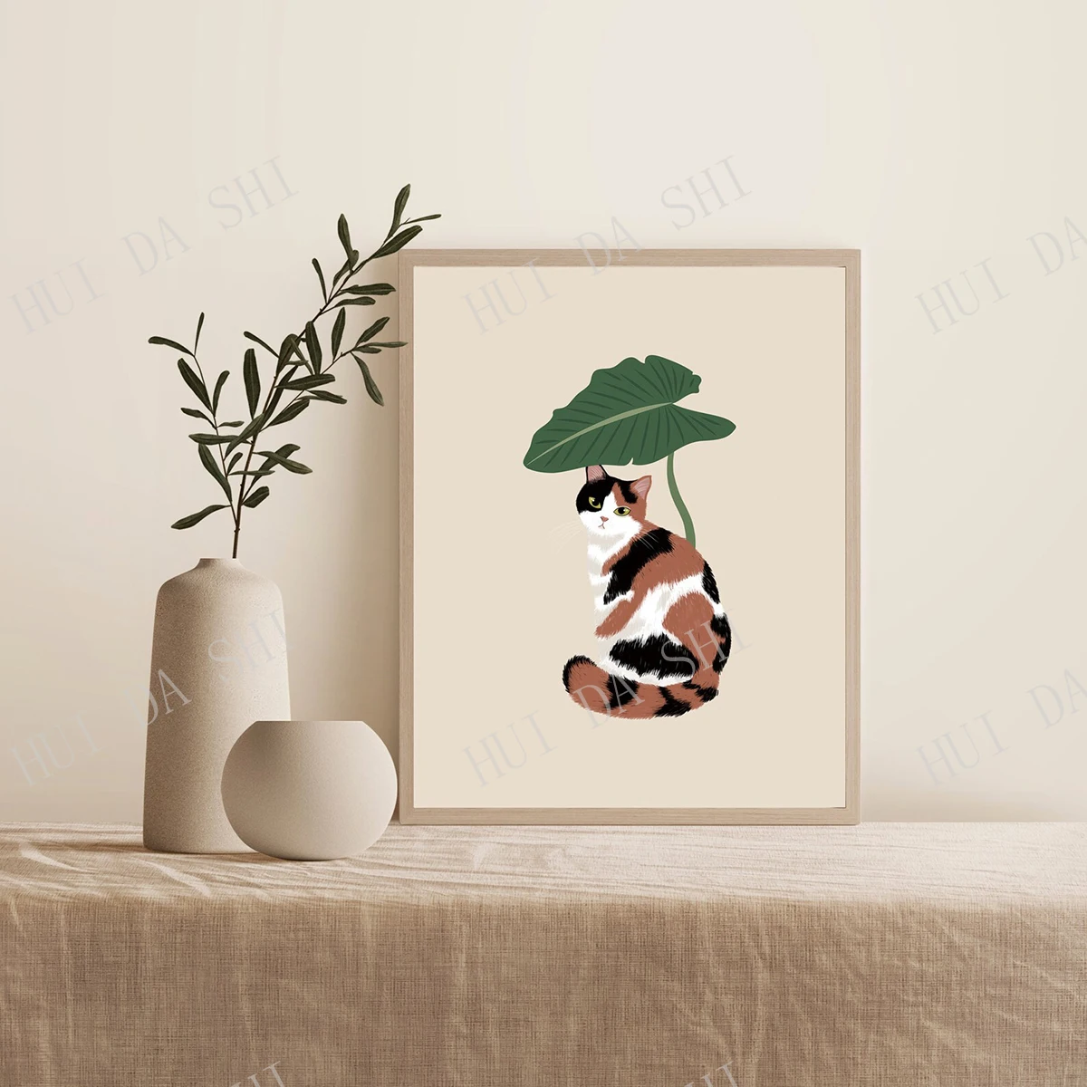 

Постер для кошек, иллюстрация кота, искусство для кошек и растений, рисование кошек, искусство для полных кошек, смешное искусство для кошек,...