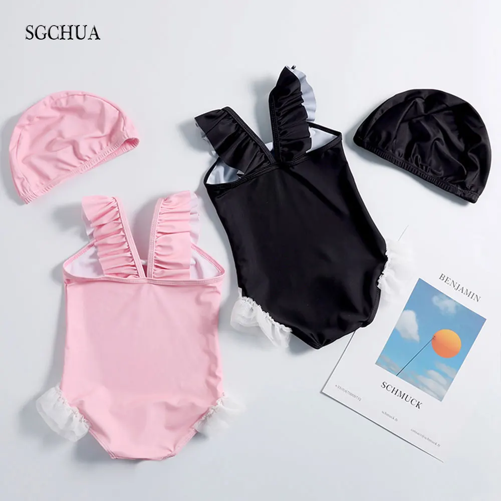 SGCHUA/детский цельный купальный костюм с принтом единорога для девочек черный