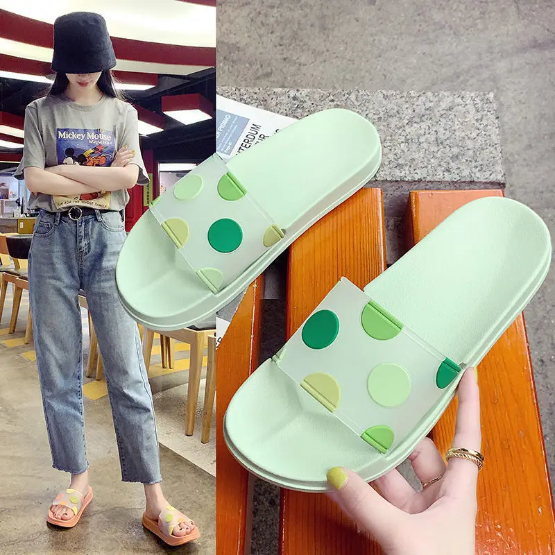 Cute girl heart dot slippers girl trendy non-slip bathroom bath home slippers shoes women slipper women flat slippers for women