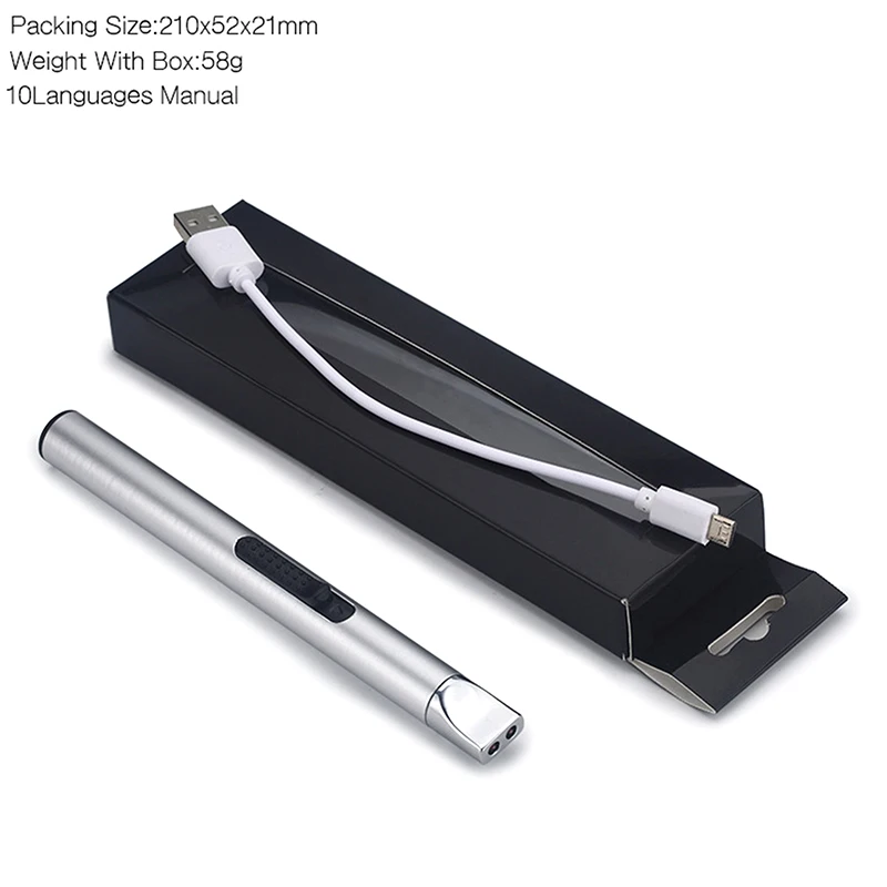 

NEW 1Pcs Safty Long Kitchen Gas Stove Arc Candle USB Windproof Lighter Electric With Hook BBQ