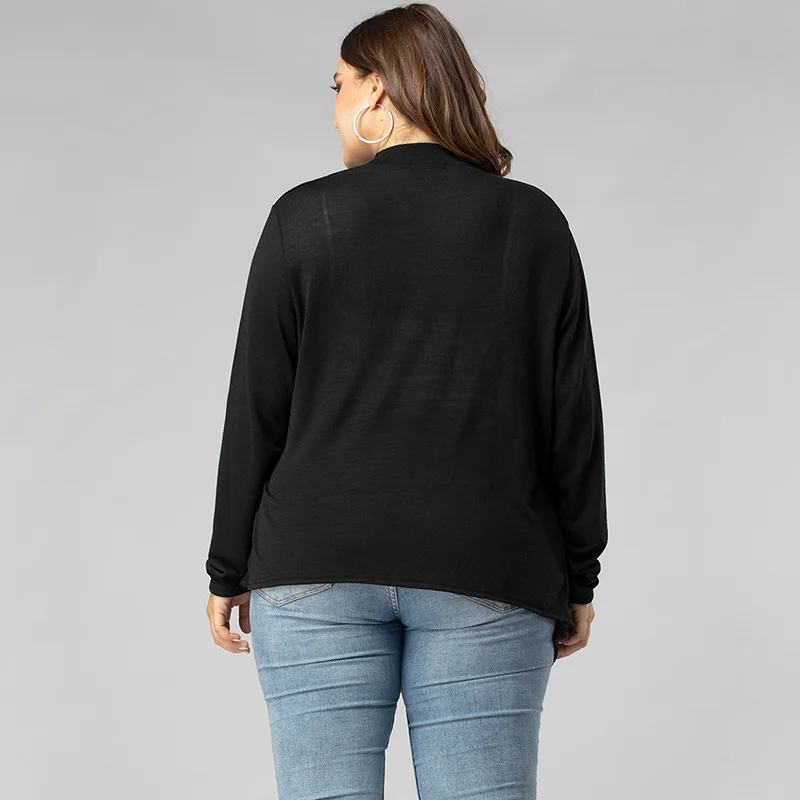 

Knitted Women Oversized Cardigan Black Sweater Long-Sleeve Solid-Color Women Ladies Spring Autumn New