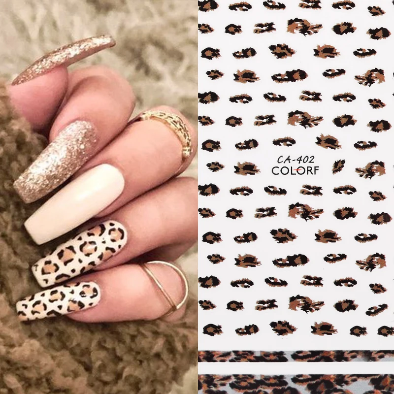 1 лист 3D наклейки для ногтей дизайна серия сексуальных леопардовых пятен с
