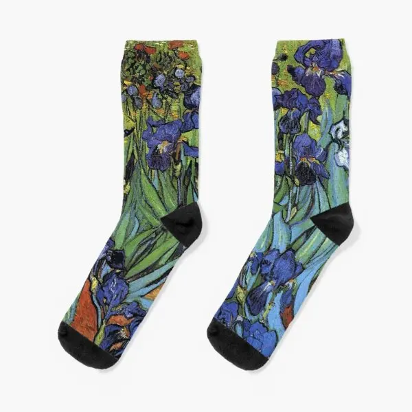 

Van Gogh Irises Purple Fine Art Crew Socks Ladies Women Pattern Black Mens Funny Breathable Cotton Winter Sports Cute Best