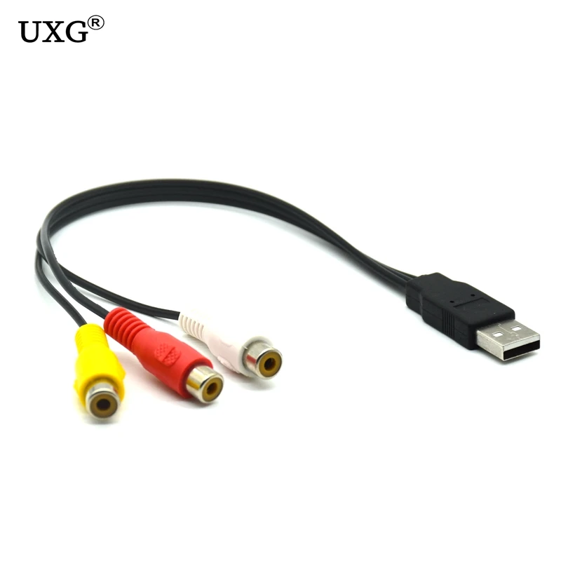 1Pc Usb Male Plug To 3 Rca Female Adapter Audio Converter Video Av A/V Cable For Hdtv Tv Television Wire | Компьютеры и офис - Фото №1