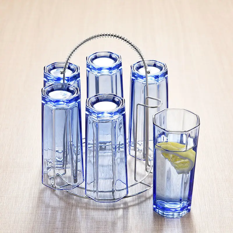 

Whiskey Glass Household Glass Cup Set 6 Set Tea Cups Cups Juice Beer Mug Heat-resistant Cups with Cup Holder Wine Glass Glass